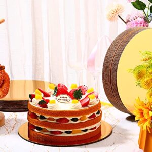 50 Pieces Cake Boards 10 Inch Round Gold Grease Proof Cake Cardboard Disposable Cake Rounds Circle Base Tray for Cake Pizza Tart Decorating Baking