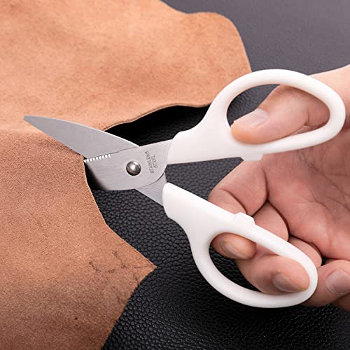 HITOPTY White Multipurpose Scissors, 6in Straight Sturdy Sharp Scissors for Office School Student Home General Use Sewing Fabric Craft Supplies with Cover