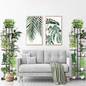 Corner Plant Stand Indoor 8 Tier 9 Potted with Gardening Tools and Gloves, Upgraded Tall Metal Plant Shelf Organizer Outdoor, Multiple Flower Holder Display Rack for Patio, Garden, Balcony, Living Room