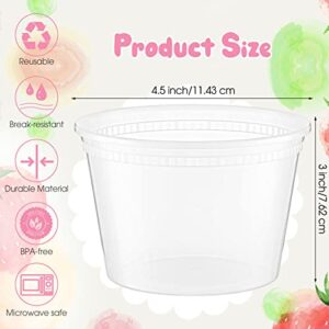 100 Sets Plastic Food Containers with Lids 16 oz Deli Storage Containers Disposable Soup Containers with Airtight Lids Leakproof Round Clear Takeout Container, Microwave Dishwasher Freezer Safe