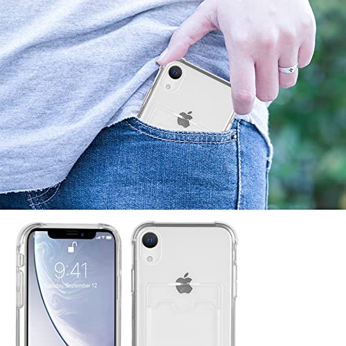 Jaorty Crossbody Wallet Phone Case for iPhone XR with Card Holder,Cute Clear TPU Soft Case with Adjustable Nylon Neck Lanyard Strap iPhone XR Shockproof Protective Case for Womem & Men-Crystal Clear