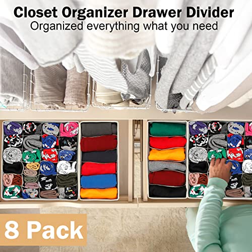 Kenning 8 Pieces Sock Underwear Drawer Organizer Dividers Set Fabric Foldable Cabinet Closet Organizers and Storage Boxes for Storing Socks Underwear Ties