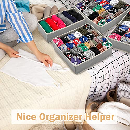 Kenning 8 Pieces Sock Underwear Drawer Organizer Dividers Set Fabric Foldable Cabinet Closet Organizers and Storage Boxes for Storing Socks Underwear Ties