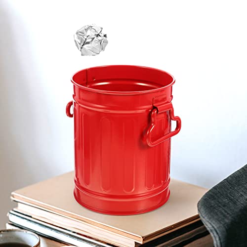 Zerodeko Galvanized Trash Can Makeup Brush Holder Pen Pencil Cup Small Metal Flowerpot Mini Desktop Wastebasket Garbage Bin Metal Utility Pail Small Bucket Organizer Kitchen Countertop Trash Container