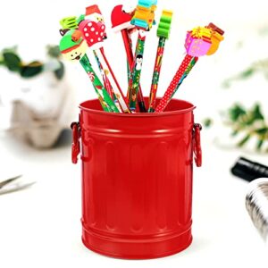 Zerodeko Galvanized Trash Can Makeup Brush Holder Pen Pencil Cup Small Metal Flowerpot Mini Desktop Wastebasket Garbage Bin Metal Utility Pail Small Bucket Organizer Kitchen Countertop Trash Container