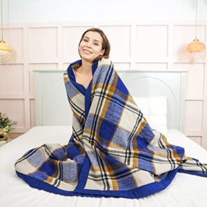 your moon pure wool blanket throw queen size 100% australian natural wool bed blanket, washable wool blanket throw, hypoallergenic- non-itchy or scratchy fabric (blue, 90 * 90)