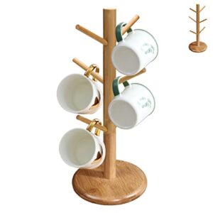 14 inch mug holder stand, countertop mug tree, with 6 hooks removable mug stands, coffee counter bar accessory & kitchen organizer