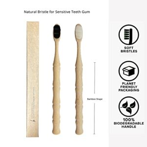 BANBUKES Bamboo Toothbrush, Biodegradable Toothbrushes with 20000 Extra Soft Bristles, Eco Friendly, Green & Compostable Toothbrushes for Pregnant Women, Braces, Sensitive Teeth Gum Recession-6 Pack