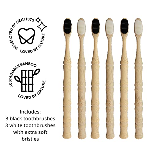 BANBUKES Bamboo Toothbrush, Biodegradable Toothbrushes with 20000 Extra Soft Bristles, Eco Friendly, Green & Compostable Toothbrushes for Pregnant Women, Braces, Sensitive Teeth Gum Recession-6 Pack