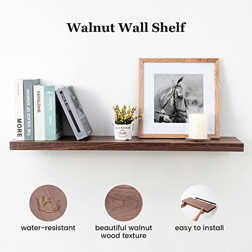 Fun Memories Floating Shelves 36 Inches Long, 8" Deep Wooden Shelf for Wall, Rustic Walnut Wall Shelves for Home Decor & Storage, Floating Book Shelves Display Shelf for Living Room, Bedroom, Kitchen