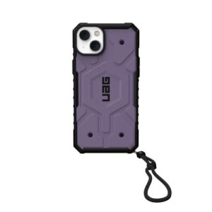 urban armor gear uag iphone 14 plus case 6.7" pathfinder purple lilac compatible with magsafe rugged heavy duty protective cover & paracord lanyard adjustable wrist strap bundle set