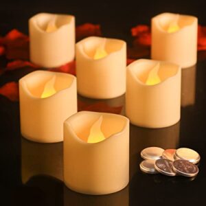 fmix 6pcs flameless candles, 2"×1.8" led candles warm white battery operated candles tea lights candles, realistic twinkle battery candles, electric candles for valentine christmas wedding