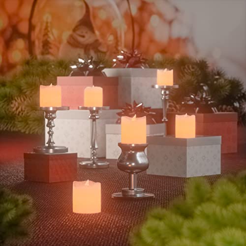 Fmix 6Pcs Flameless Candles, 2"×1.8" LED Candles Warm White Battery Operated Candles Tea Lights Candles, Realistic Twinkle Battery Candles, Electric Candles for Valentine Christmas Wedding