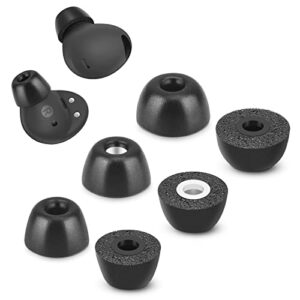 memory foam tips for samsung galaxy buds 2 pro, no silicone eartips pain, anti-slip replacement ear tips, fit in the charging case, reducing noise earbuds, 3 pairs (assorted sizes s/m/l, black)