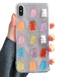 unnfiko 3d clear case compatible with iphone 14 pro, super cute cartoon bears, funny creative soft protective case cover (bears, iphone 14 pro)