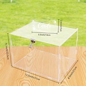 Eaezerav Acrylic Wedding Card Box with Lock, Large Clear Gift Card Box for Wedding, Envelope Box Money Box for Reception, Wishing Well Card Box for Anniversary Wedding Graduation Birthday Party