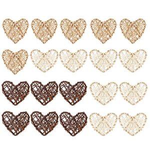 lahoni 20 pieces heart shaped wicker rattan balls, 2.75 inch decorative natural rattan balls hanging ornaments for vase filler, wedding, party, valentine's day, baby shower (3 colors)