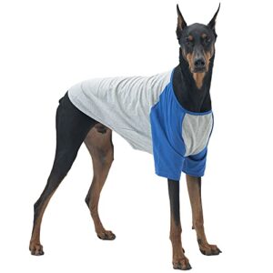 lucky petter dog shirt for small and large dogs raglan cotton t-shirts soft breathable dog shirts pet clothes gray series (3x-large, gray/blue)