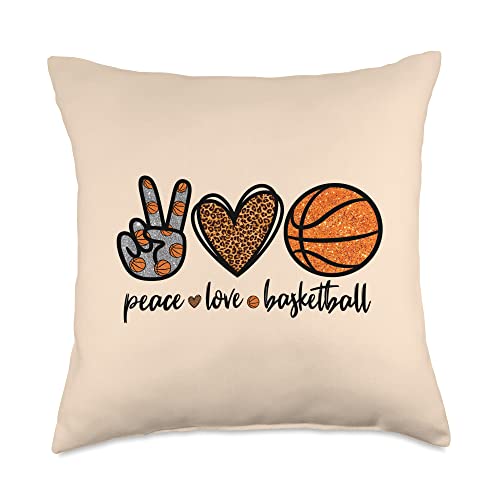 Cute Peace Love Leopard Print Gifts For Women Peace Love Leopard Print for Women Basketball Mom Throw Pillow, 18x18, Multicolor