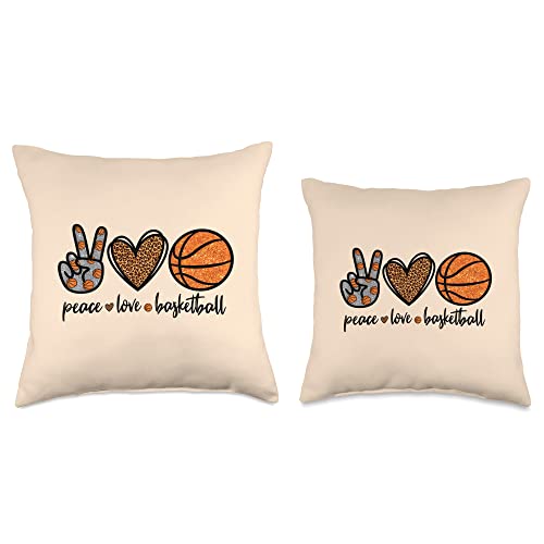 Cute Peace Love Leopard Print Gifts For Women Peace Love Leopard Print for Women Basketball Mom Throw Pillow, 18x18, Multicolor