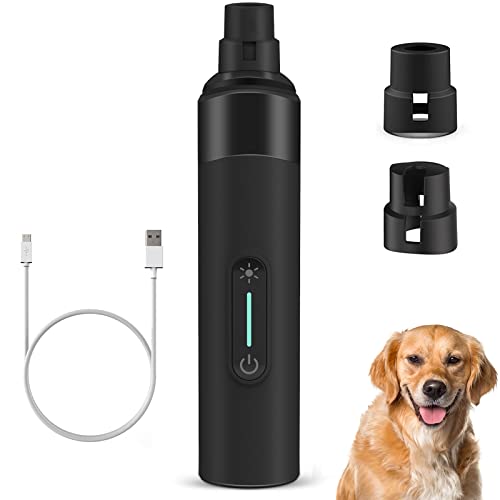 HOOLOP Dog Nail Trimmer Upgraded,Professional Rechargeable 3-Speeds Pet Nail Grinder for Small Medium Large Dogs Quiet with Led Light Cordless