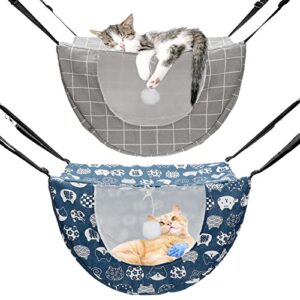 2 pieces cat cage hammock hanging pet bed double layer soft plush hanging pet bed comfortable hammock bed for indoor cats kitten ferret hamster rabbit or small animals, 2 styles (cat and plaid)