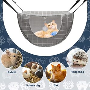 2 Pieces Cat Cage Hammock Hanging Pet Bed Double Layer Soft Plush Hanging Pet Bed Comfortable Hammock Bed for Indoor Cats Kitten Ferret Hamster Rabbit or Small Animals, 2 Styles (Cat and Plaid)
