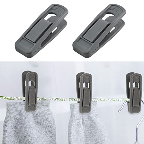 Multifunctional Clothes Clip ZZLZX 12PCS Grey Plastic Finger Clips for Hangers, Grey Pants Hanger Clips, Strong Pinch Grip Clips