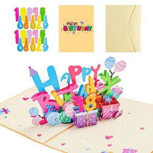 3d pop up birthday card siumir birthday greeting card with envelope gift card numbers 0-9 personalized for kids, women, men