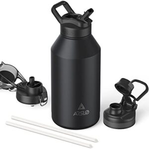arslo insulated sport bottle with straw lid, stainless steel water bottles double walled, vacuum thermo mug,metal water bottle insulated keeps water cold
