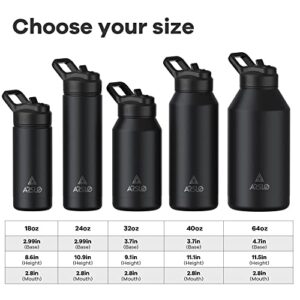 Arslo Insulated Sport Bottle With Straw Lid, Stainless Steel Water Bottles Double Walled, Vacuum Thermo Mug,Metal Water Bottle Insulated Keeps Water Cold