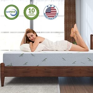 IULULU King Mattress, 10 Inch Memory Foam Mattress in a Box, Green Tea Gel Infused Mattresses with Breathable Bamboo Cover for Cool Sleep, Medium Supportive, CertiPUR-US Certified, White