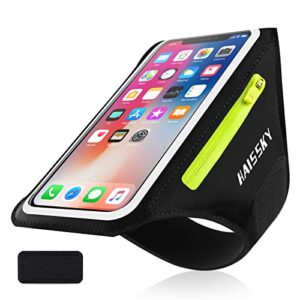 phone armband for running cell phone armband with zipper pocket for earbuds car keys, water resistant sport arm band for iphone 14 13 12 11 pro galaxy s20 s30 fit up to 6.7'' with phone case