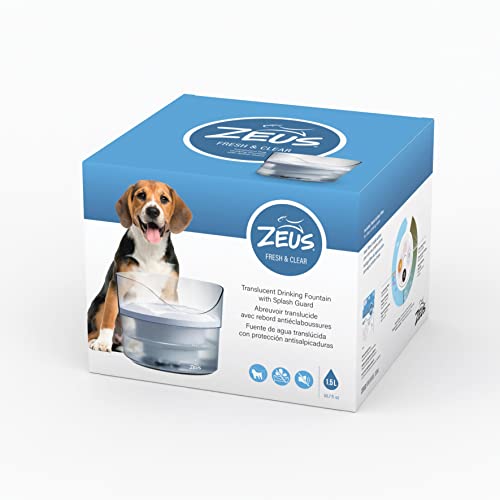 Zeus Fresh & Clear Dog Drinking Fountain with Splash Guard