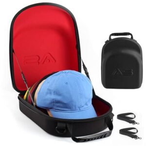 anysiny hat travel case for baseball caps-hats storage box cap carrier with carrying handle&shoulder strap,hat case organizer holder protects up to 6 hats for travelling home storage (red)