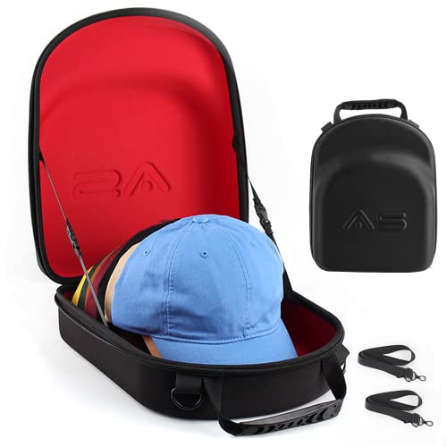 Anysiny Hat Travel Case for Baseball Caps-Hats Storage Box Cap Carrier with Carrying Handle&Shoulder Strap,Hat Case Organizer Holder Protects up to 6 Hats for Travelling Home Storage (Red)