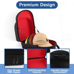 Anysiny Hat Travel Case for Baseball Caps-Hats Storage Box Cap Carrier with Carrying Handle&Shoulder Strap,Hat Case Organizer Holder Protects up to 6 Hats for Travelling Home Storage (Red)
