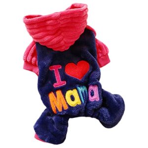 Loyalfurry Dog Sweatshirt Hoodie Jumpsuit I Love Mama/Papa Dog Coat Pet Clothes Doggy Slogan Costume (Medium, Red)