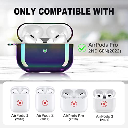AIRSPO AirPods Pro 2nd Generation Case Cover Clear Lasher Hard PC Protective Case Colorful AirPod Pro 2 Cover Skin Compatible with Bling Bead Bracelet Keychain ( Glittery Purple)