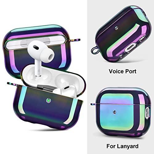 AIRSPO AirPods Pro 2nd Generation Case Cover Clear Lasher Hard PC Protective Case Colorful AirPod Pro 2 Cover Skin Compatible with Bling Bead Bracelet Keychain ( Glittery Purple)