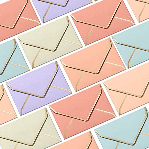 Invitation Envelopes, 30-Pack 5x7 Envelopes for Invitations, Gold Foil Bordered Colored Envelopes, A7, 5 1/4 x 7 1/4 Inches, 6 Pastel Colors