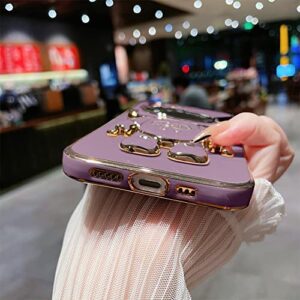 AIGOMARA 6D Plating Astronaut Hidden Stand Case Cover for iPhone 11 Women Astronaut Folding Bracket Kickstand iPhone Case with Camera Protector Soft TPU Shockproof Bumper 6.1 in 2019 - Purple