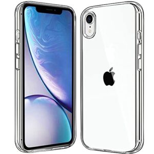 jjgoo compatiable with iphone xr case clear, transparent shockproof phone case, slim anti-scratch hard pc back protective cover bumper, clear
