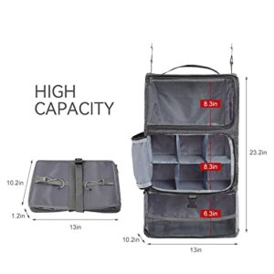 Surblue Hanging Travel Shelves Compression Packing Cube for Carry-on Luggage Suitcase Collapsible with Extension Layer Large Capacity, Grey, XL