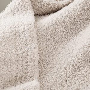 Panku Super Soft Cozy Knit Throw Blanket for Couch and Bed, Knitted Luxury Reversible Cozy Warm Fleece Blanket Throw Camel, Plush Fluffy and Fuzzy Solid Blankets for Women 50x60 Inches Khaki