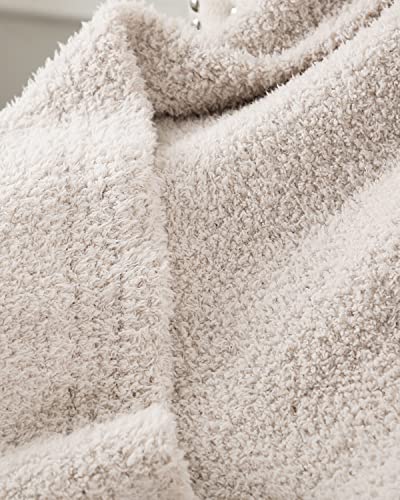 Panku Super Soft Cozy Knit Throw Blanket for Couch and Bed, Knitted Luxury Reversible Cozy Warm Fleece Blanket Throw Camel, Plush Fluffy and Fuzzy Solid Blankets for Women 50x60 Inches Khaki