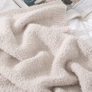 Panku Super Soft Cozy Knit Throw Blanket for Couch and Bed, Knitted Luxury Reversible Cozy Warm Fleece Blanket Throw Camel, Plush Fluffy and Fuzzy Solid Blankets for Women 50x60 Inches Khaki