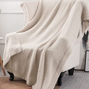 Panku Super Soft Cozy Knit Throw Blanket for Couch and Bed, Knitted Luxury Reversible Cozy Warm Fleece Blanket Throw Camel, Plush Fluffy and Fuzzy Solid Blankets for Women 50x60 Inches Khaki