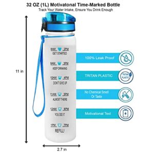 34HD Stop Slacking Drink Your Water 32 Oz Water Track Bottle, Water Bottle With Time Marker, Reminder Water Bottle, Motivational Insulated Water Bottle