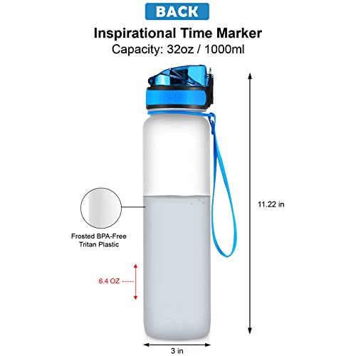 34HD Stop Slacking Drink Your Water 32 Oz Water Track Bottle, Water Bottle With Time Marker, Reminder Water Bottle, Motivational Insulated Water Bottle